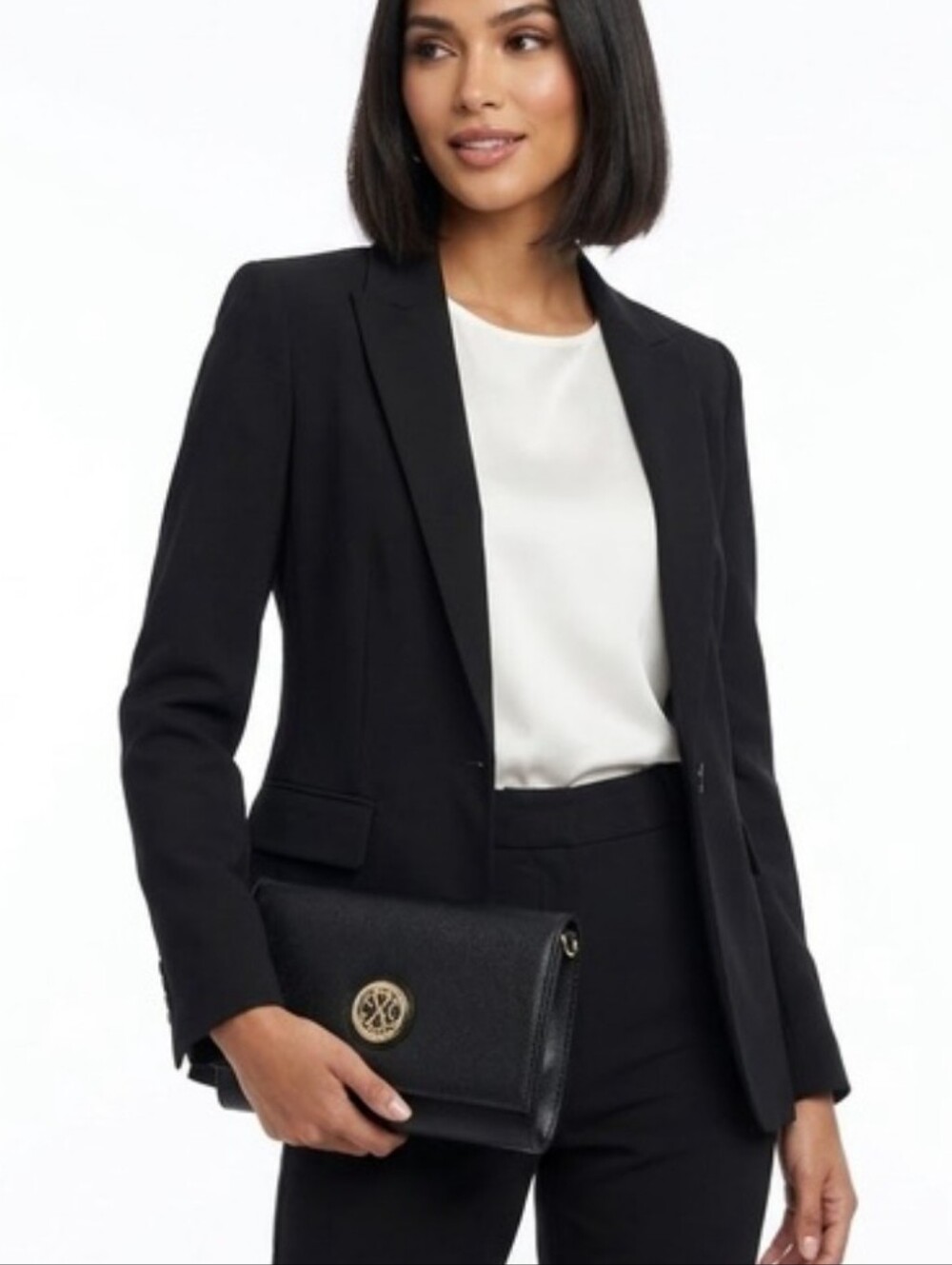NWT CHRISTIAN LACROIX MADISON BLACK SMOOTH CLUTCH DETACHABLE CHAIN
